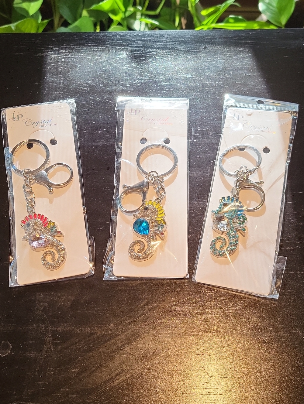 3 Pc Set.,silver Multicolor Seahorse Keychain - Sparkling Accent for Women